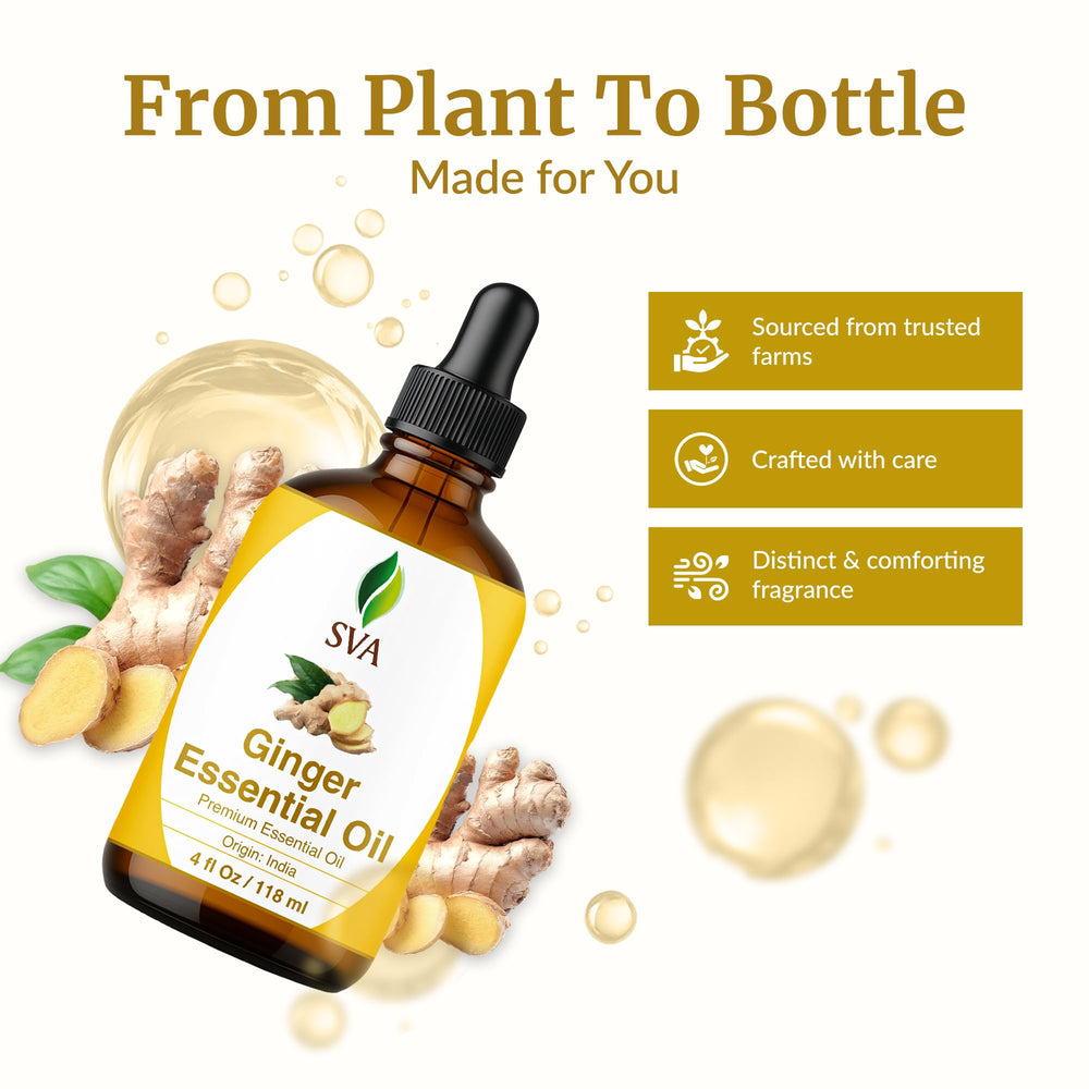 Ginger essential oil being added to a diffuser