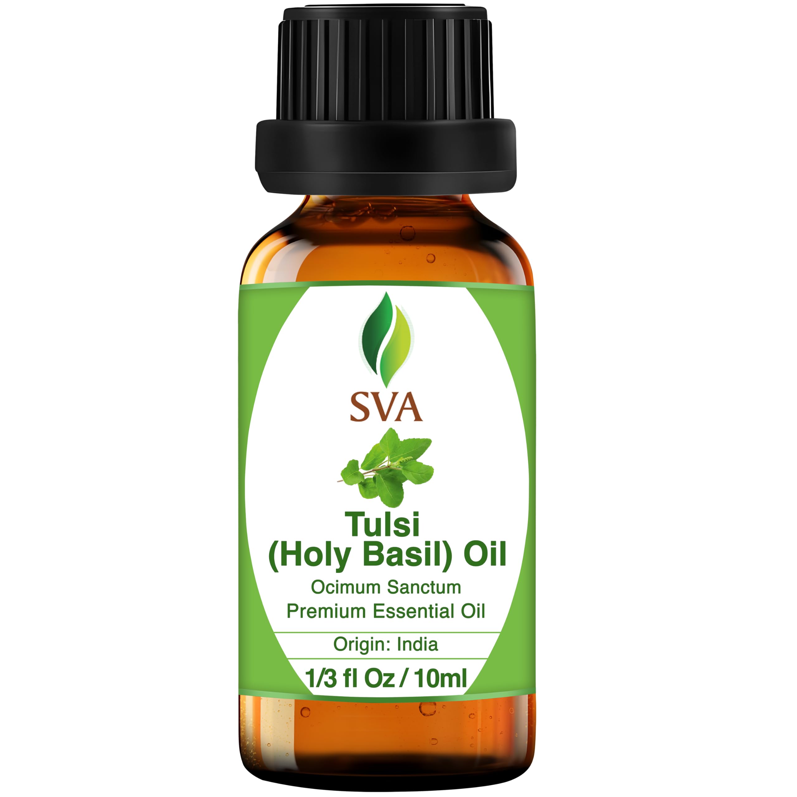 Bottle of SVA Holy Tulsi Essential Oil 1/3 oz