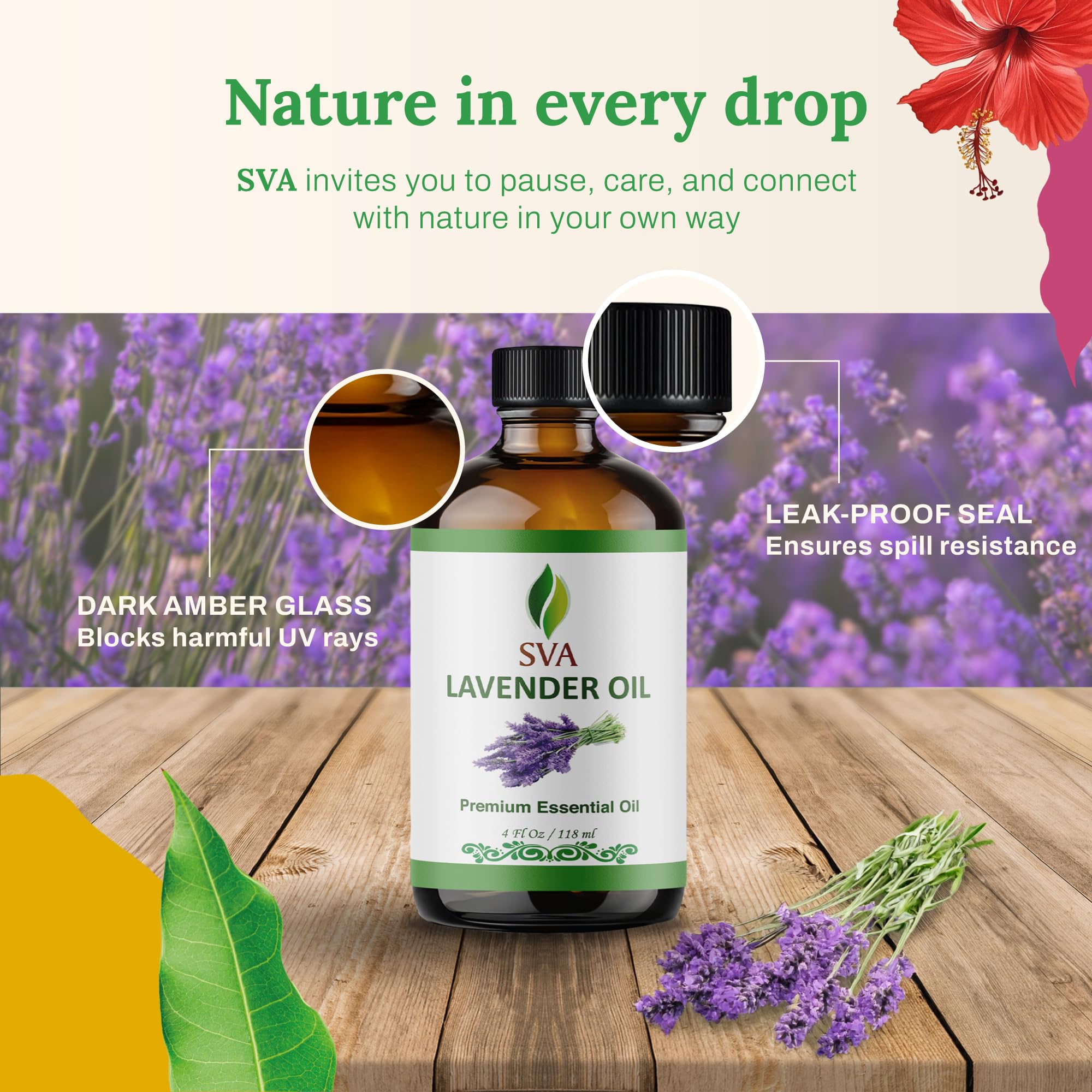 SVA Lavender Essential Oil packaging box and bottle