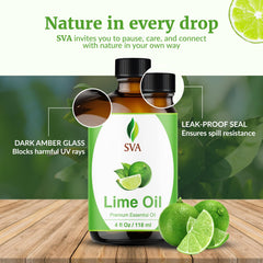 Dropper-cap bottle of SVA Lime Essential Oil