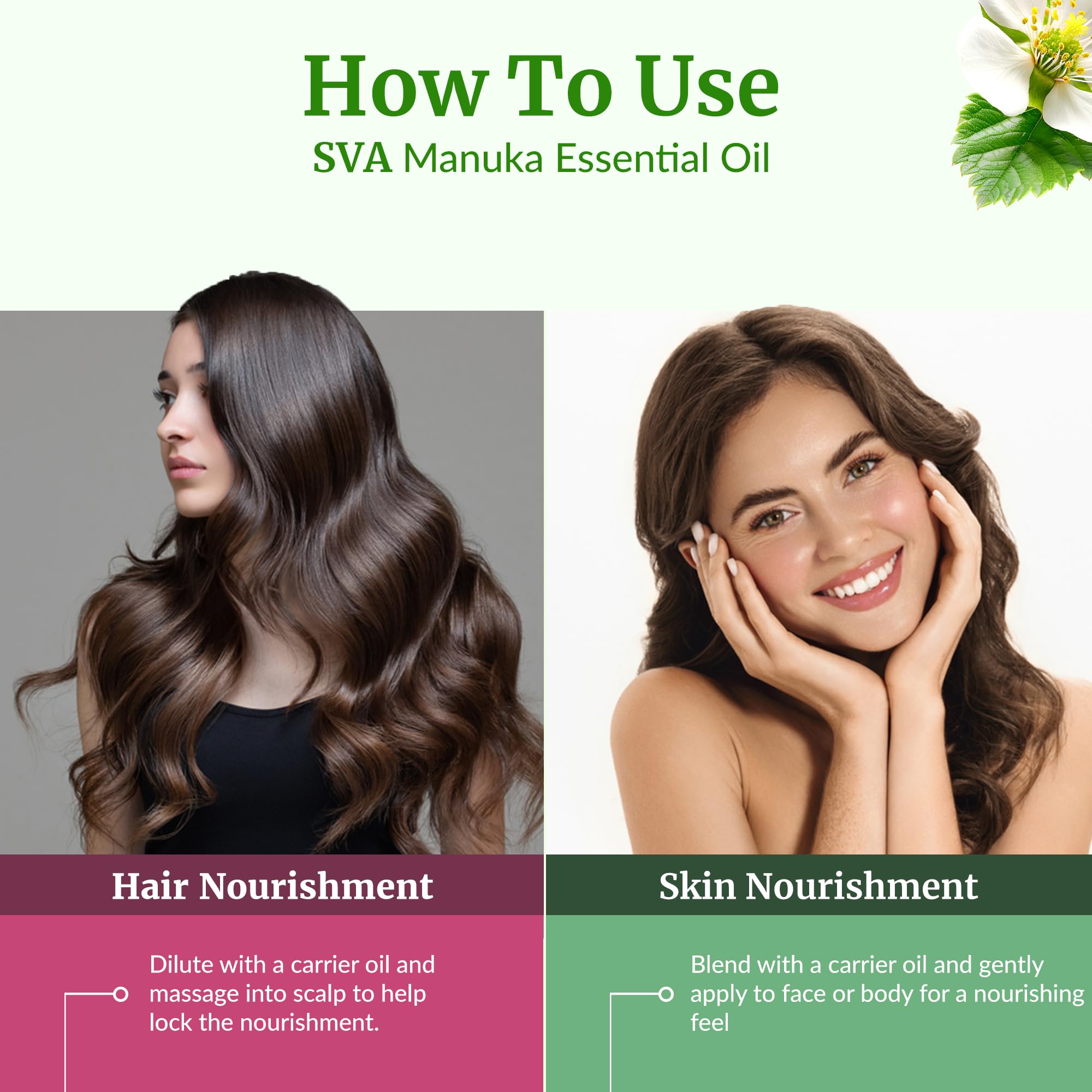 Hair care and scalp massage with Manuka oil