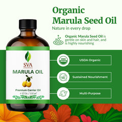 Close-up of SVA Organic Marula Oil label