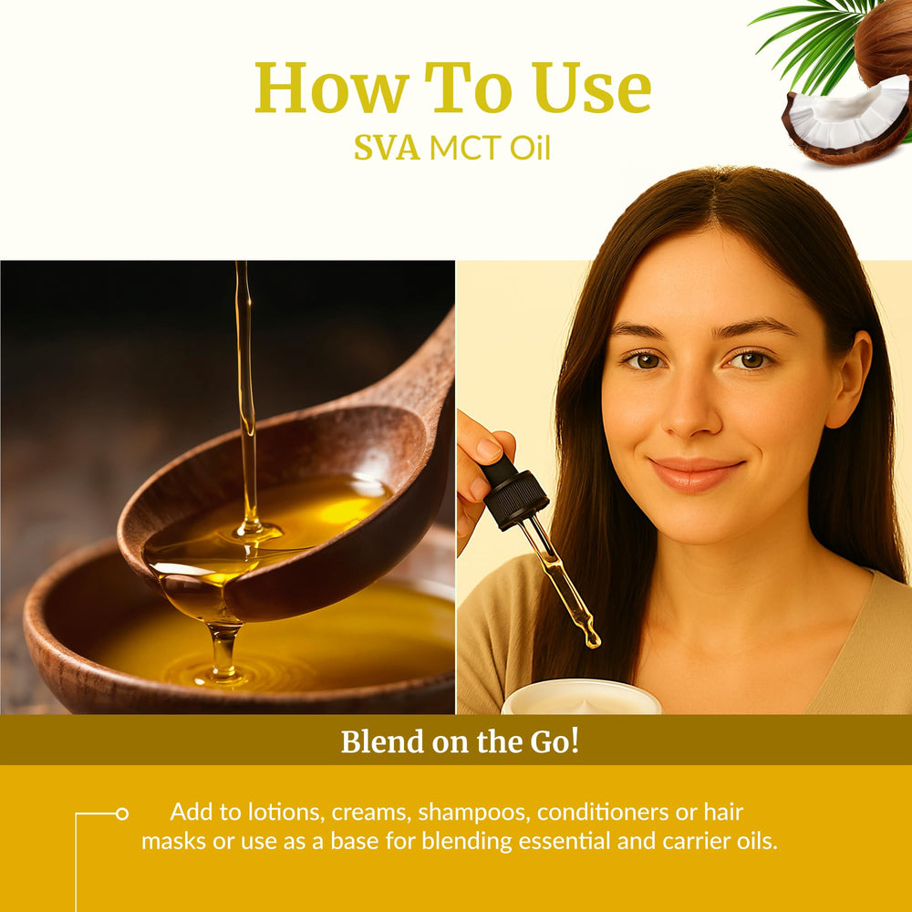 SVA MCT Oil Organic 16oz used for hair and scalp massage