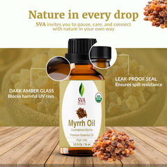 Cruelty-free, preservative-free Organic Myrrh essential oil packaging
