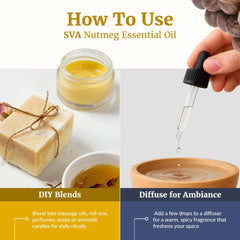 SVA Nutmeg Essential Oil packaging and bottle