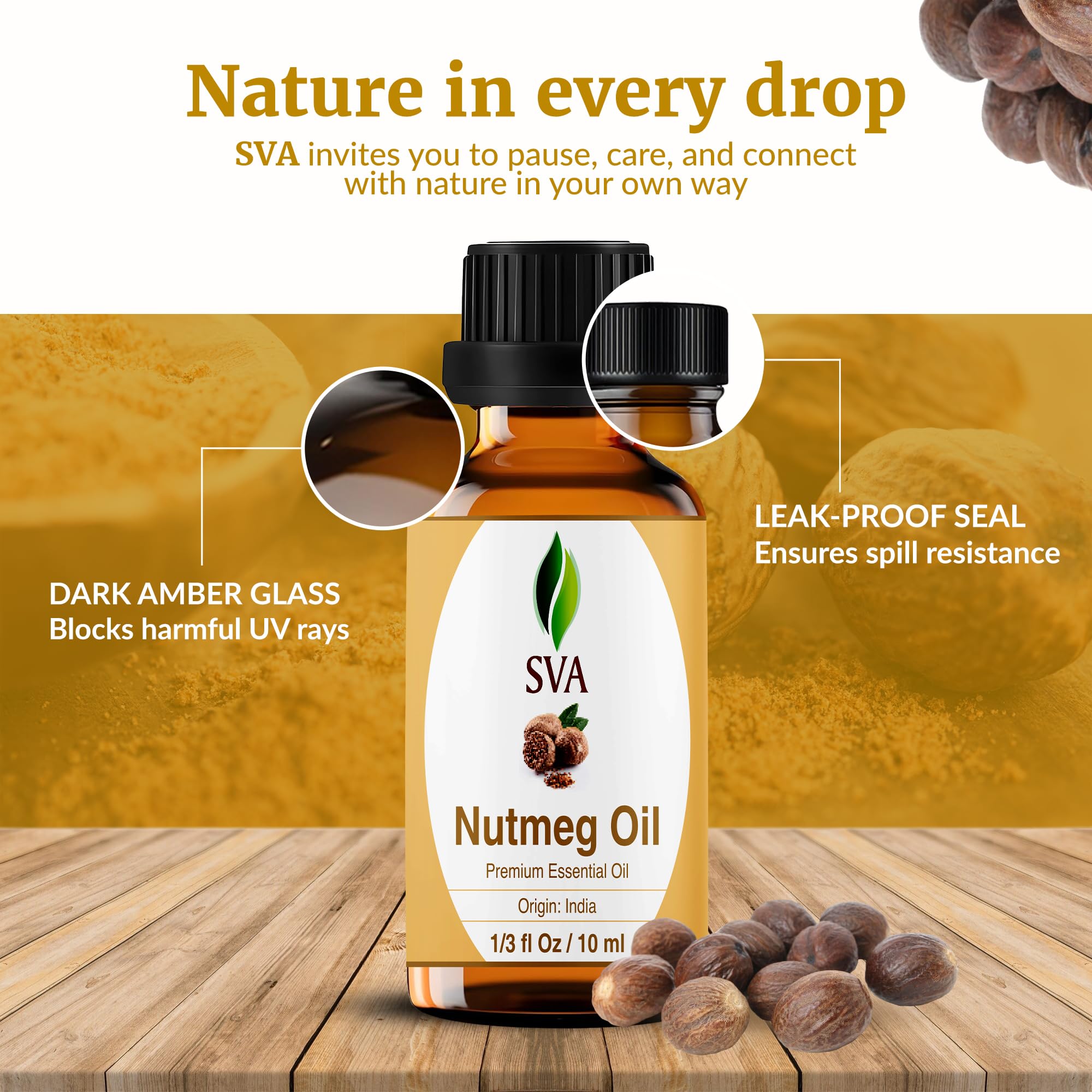 SVA Nutmeg Essential Oil product image collage