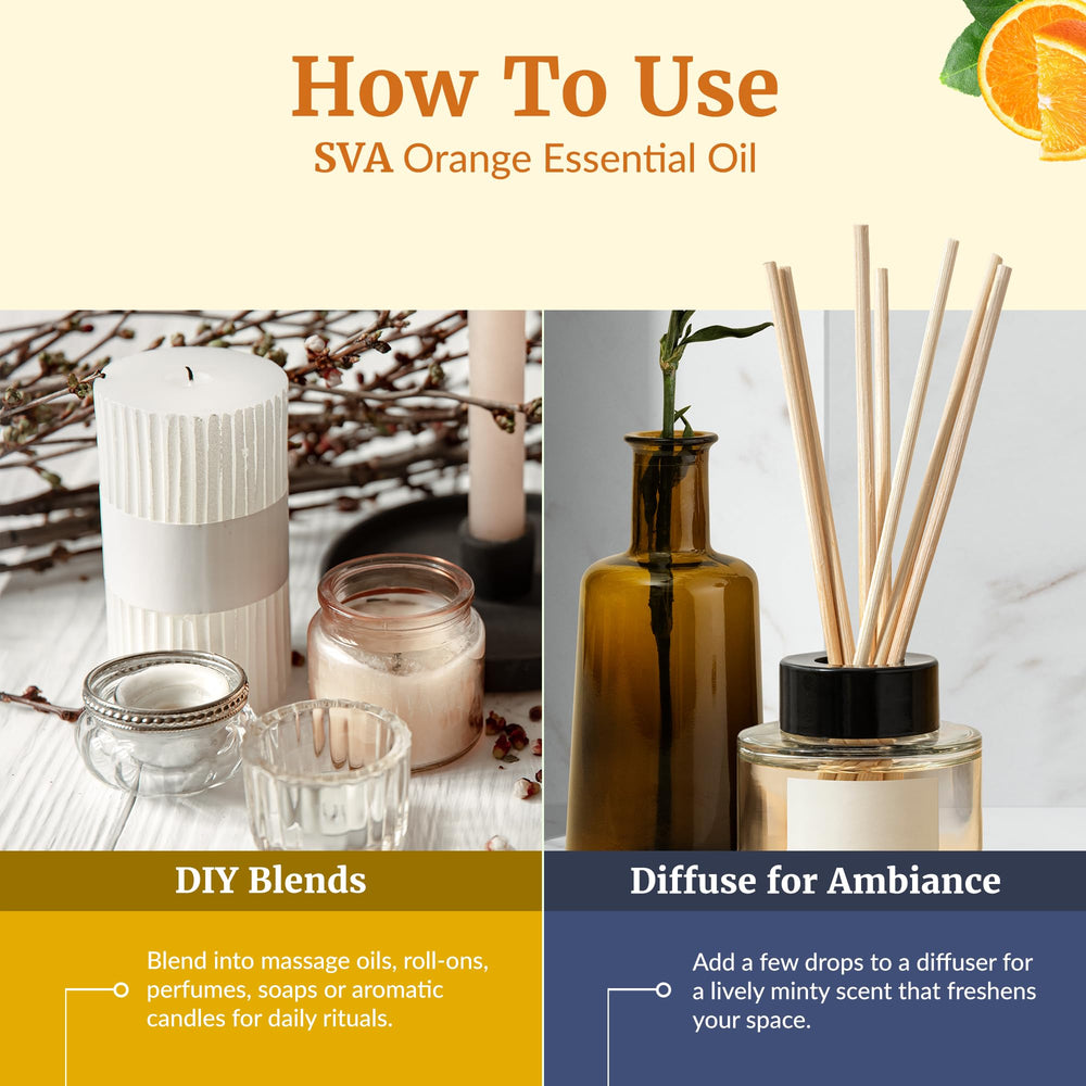 Skin care usage of orange essential oil with carrier oil