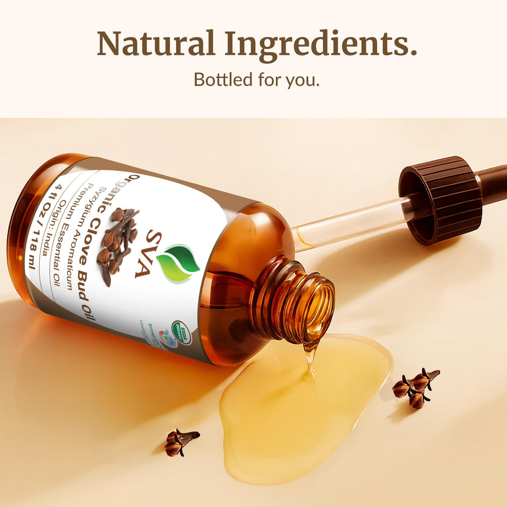 Organic Clove Bud Essential Oil packaging and certifications image