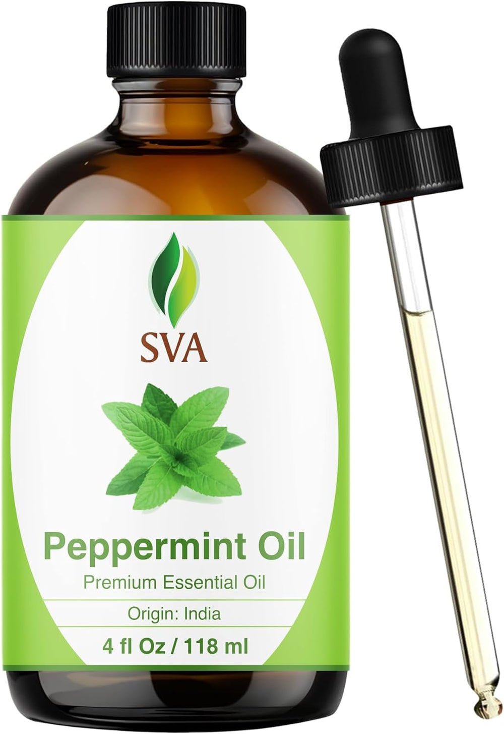 SVA Peppermint Essential Oil bottle in a diffuser setup for aromatherapy