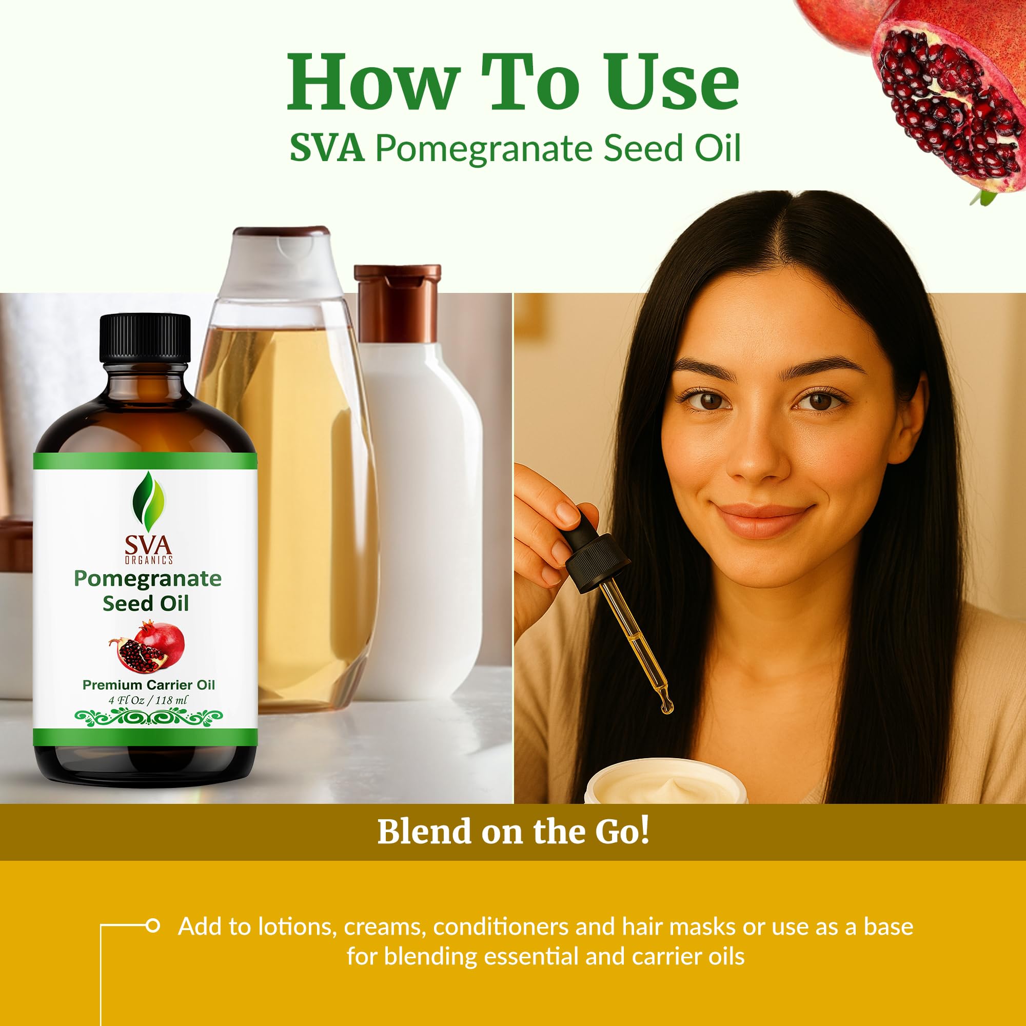 Pomegranate Seed Oil used for hair care and scalp massage