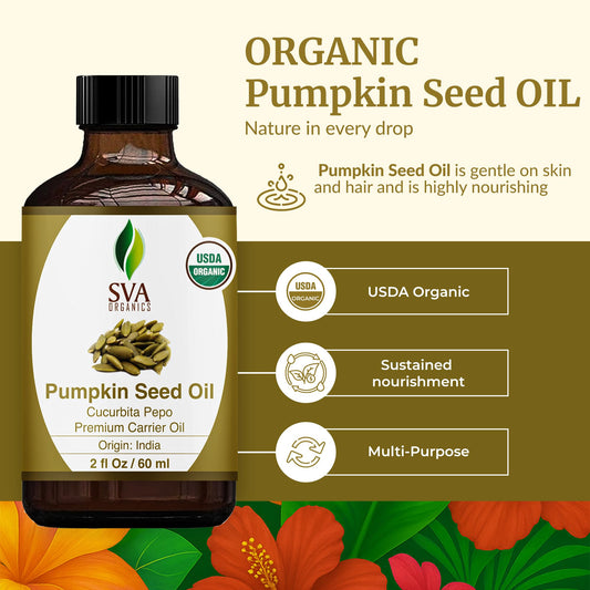 Close-up of SVA Organic Pumpkin Seed Oil bottle with dropper