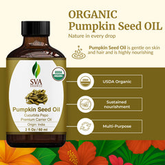 Close-up of SVA Organic Pumpkin Seed Oil bottle with dropper