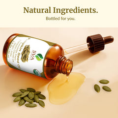 Packaging and dropper included with pumpkin seed oil bottle