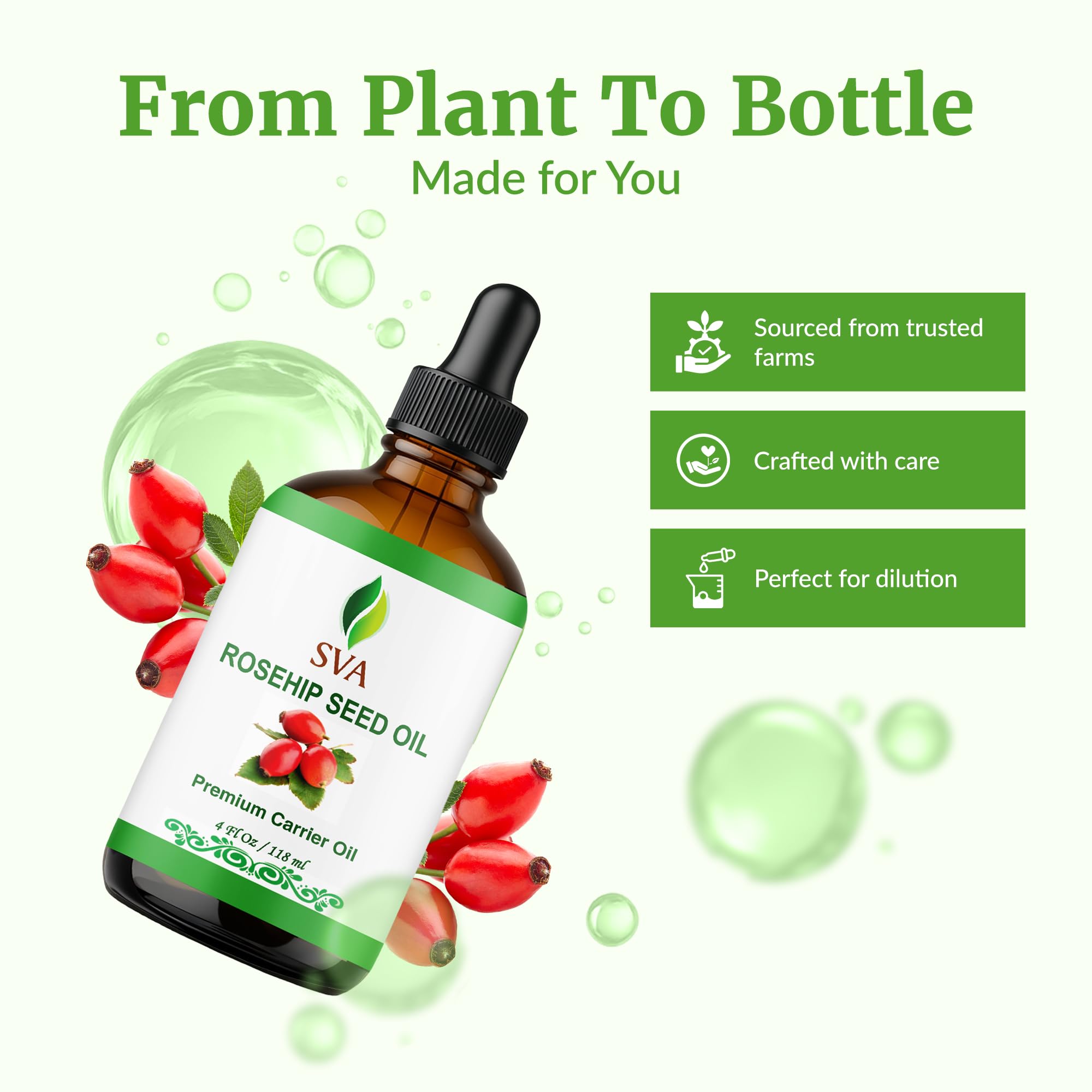 Dropper of SVA Rosehip Seed Oil close-up