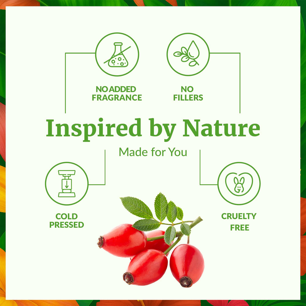 Rosehip Seed Oil on white background