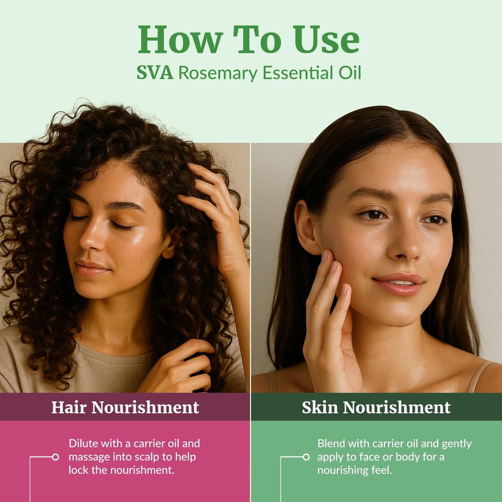 Hair care application of SVA Rosemary Essential Oil