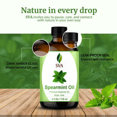 Spearmint essential oil added to shampoo or lotion for hair care