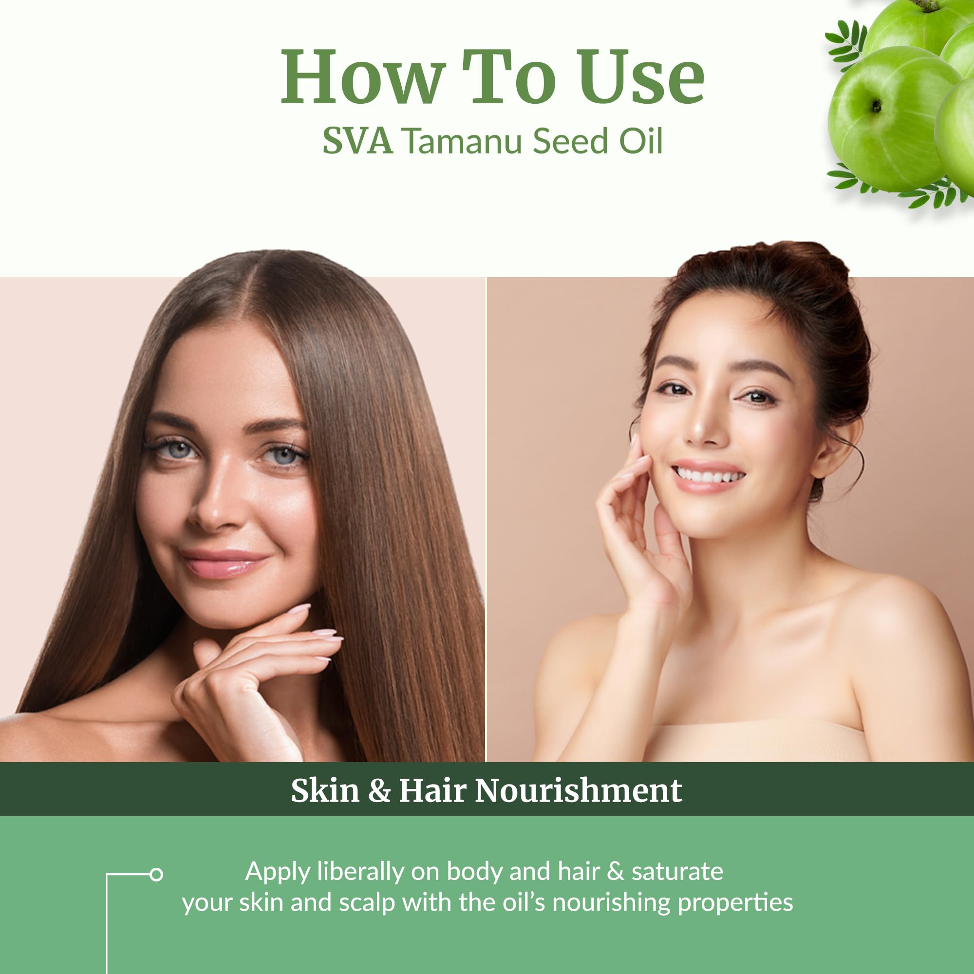 Applying Tamanu oil for massage and nourishment