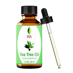 SVA Tea Tree Essential Oil 1oz bottle with dropper