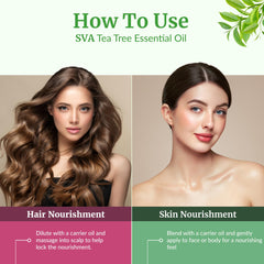 Tea tree oil applied to skin with carrier oil