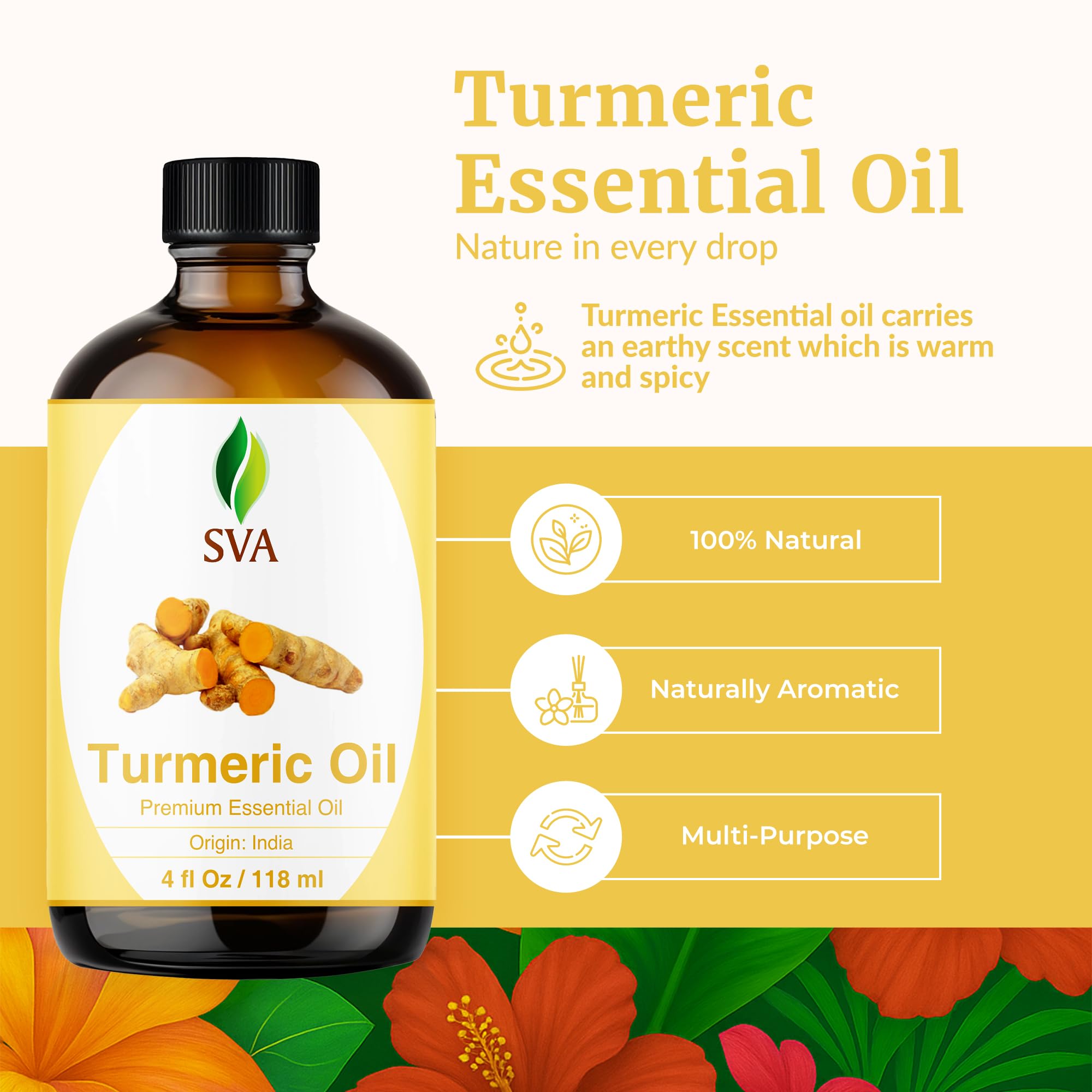 Dropper dispensing turmeric essential oil