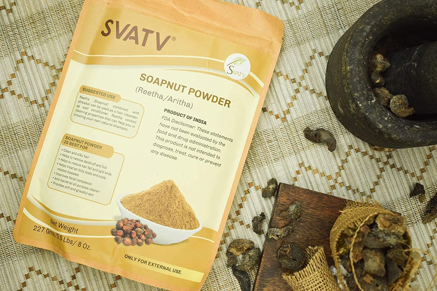 Before and after using SVATV Soapnut powder