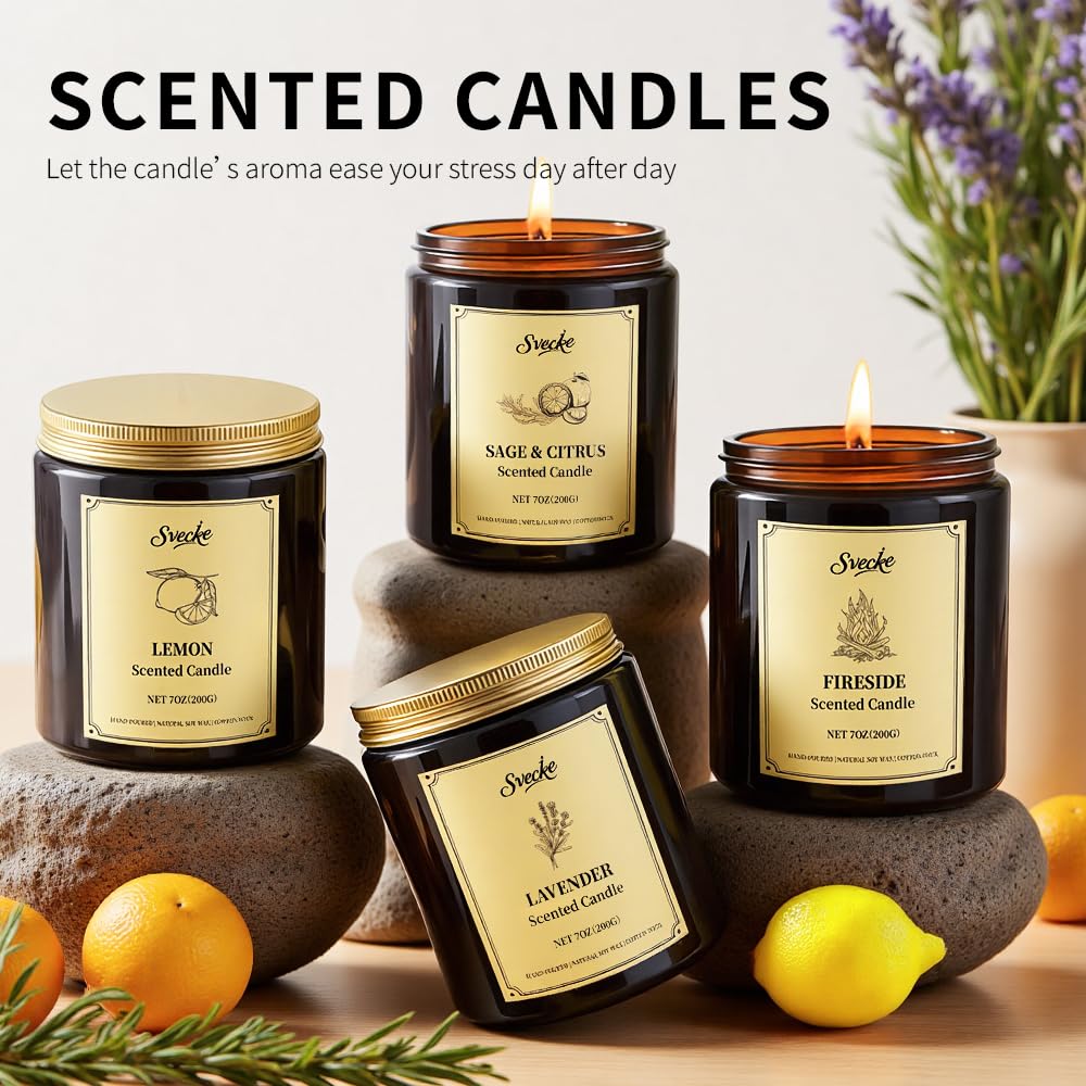 SVECKE 4-pack lavender soy wax candle close-up