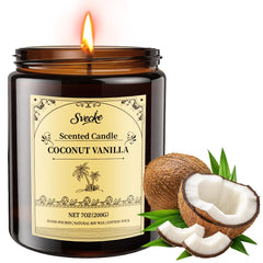 SVECKE Coconut Vanilla 7oz soy candle jar - front view