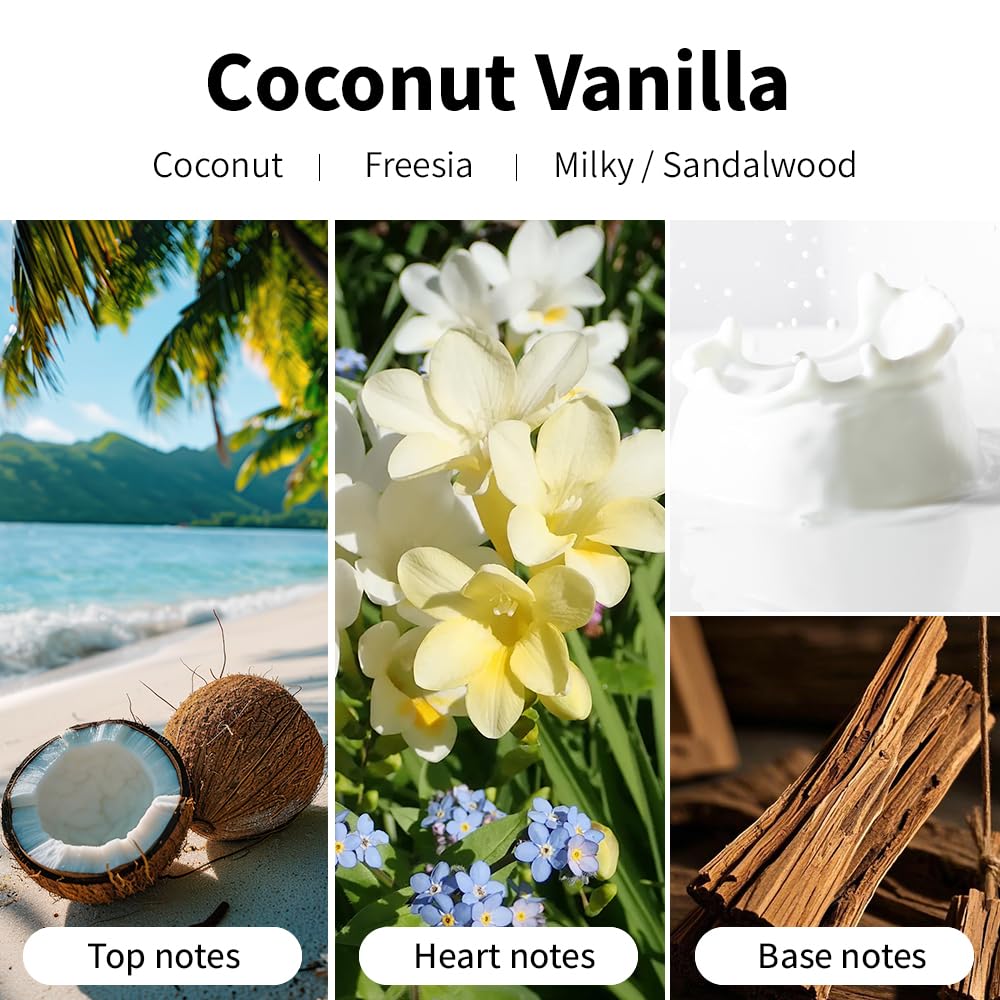 Close-up of cotton wick in coconut vanilla 7oz candle