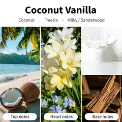 Close-up of cotton wick in coconut vanilla 7oz candle
