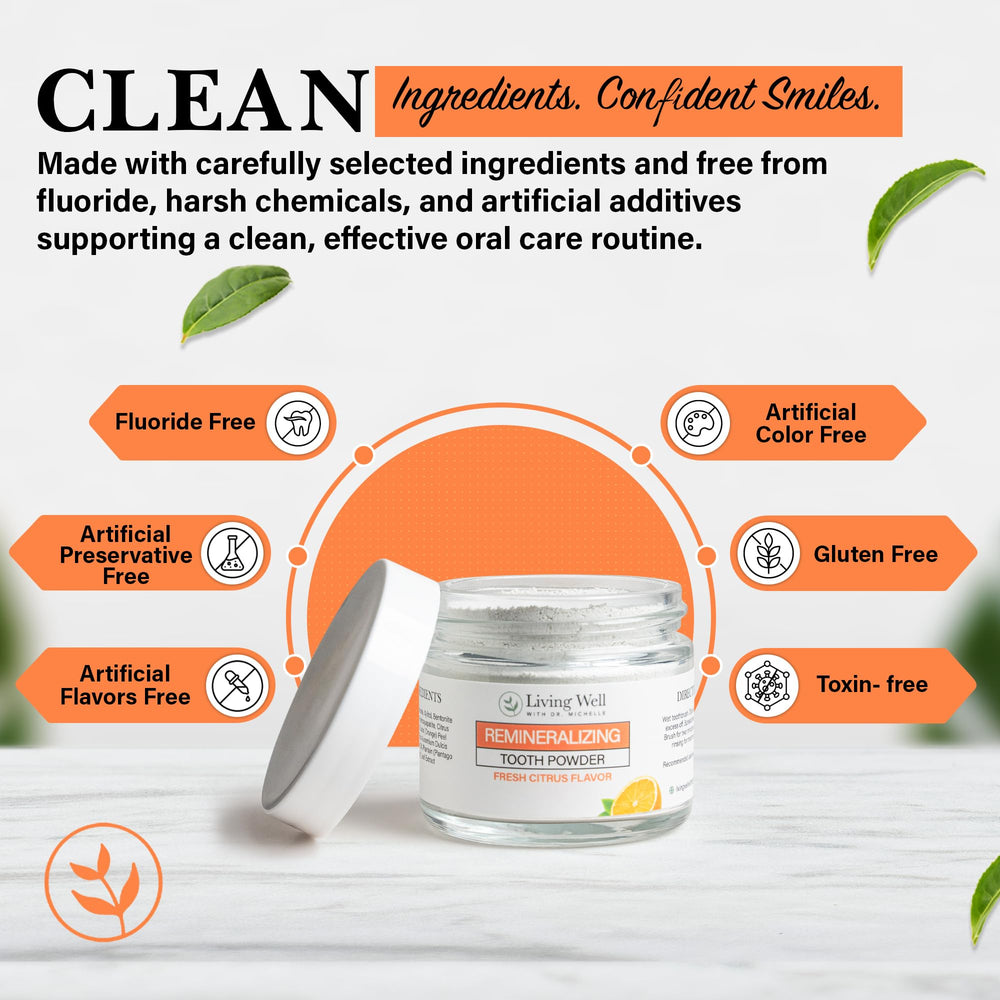 Safe-to-swallow fluoride-free tooth powder for kids