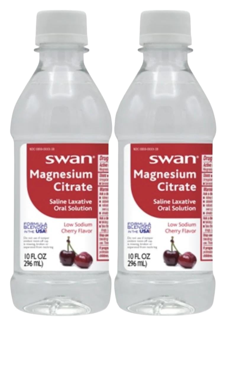 Swan Magnesium Citrate Cherry Flavor Laxative Solution - 2x10oz Bottles