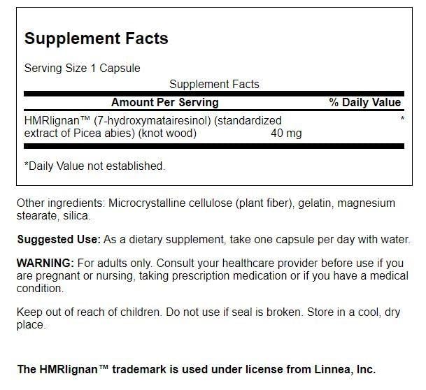 Swanson 7-Hmrlignans packaging and Norwegian spruce imagery for health support