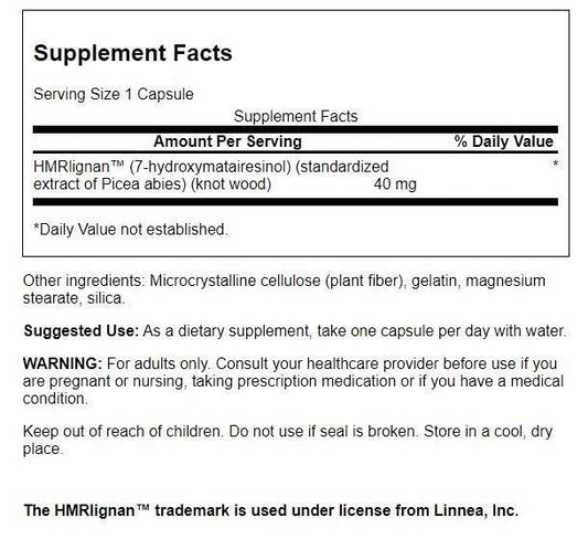 Swanson 7-Hmrlignans packaging and Norwegian spruce imagery for health support