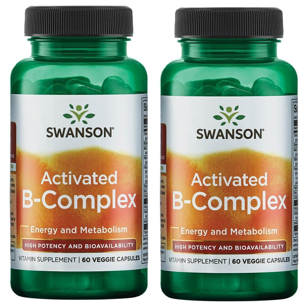 Swanson Activated B-Complex 60 Veggie Capsules - 2 Pack, High Potency, Bioavailable B-Complex