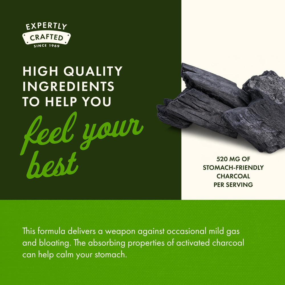 Digestive health concept featuring Swanson Activated Charcoal