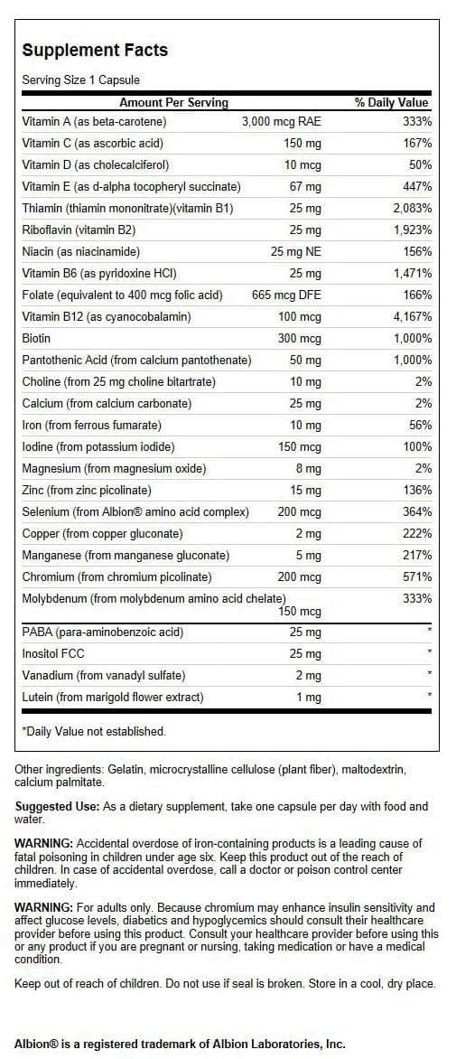 Swanson Active One Multivitamin with Iron 90 capsules packaging