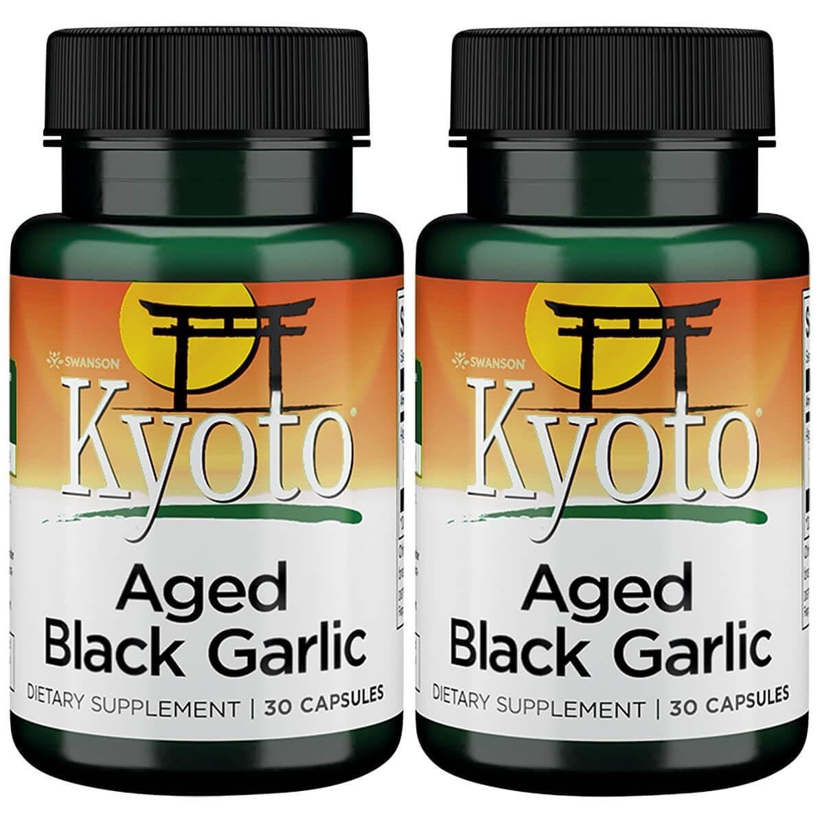 Swanson Aged Black Garlic 650 mg 30 Caps (2 Pack) bottle front view
