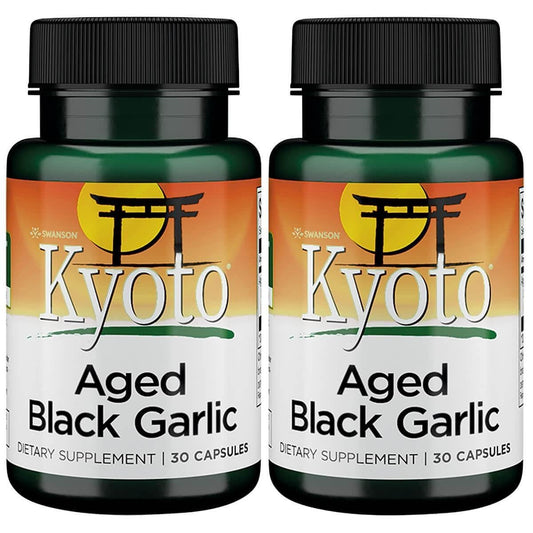 Swanson Aged Black Garlic 650 mg 30 Caps (2 Pack) bottle front view