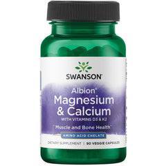 Swanson Albion Chelated Magnesium & Calcium 2:1 90 Veg Capsules bottle