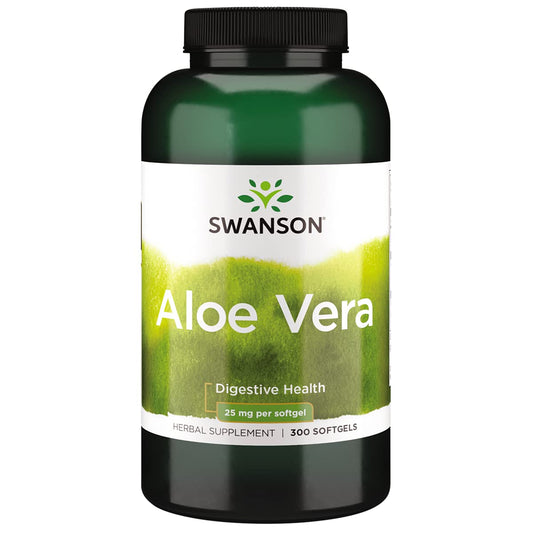 Swanson Aloe Vera 25 Milligrams 300 Sgels bottle label