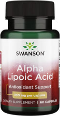 Front label of Swanson Alpha Lipoic Acid 300 mg bottle