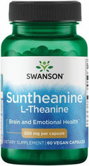 Swanson Amino Acid Suntheanine L-Theanine 200 mg in 60 Veg Capsules