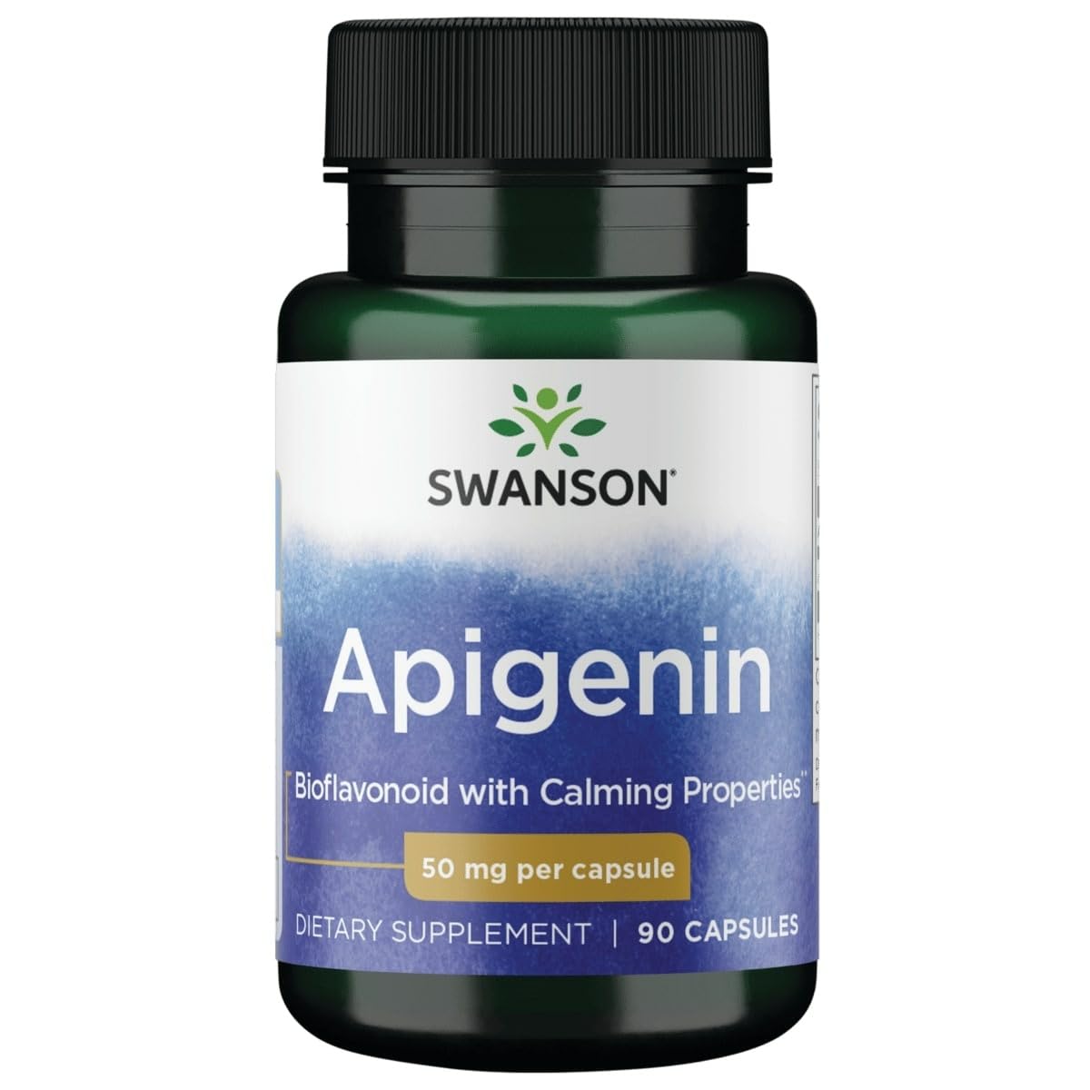 Bottle of Swanson Apigenin 50mg capsules, 90 count