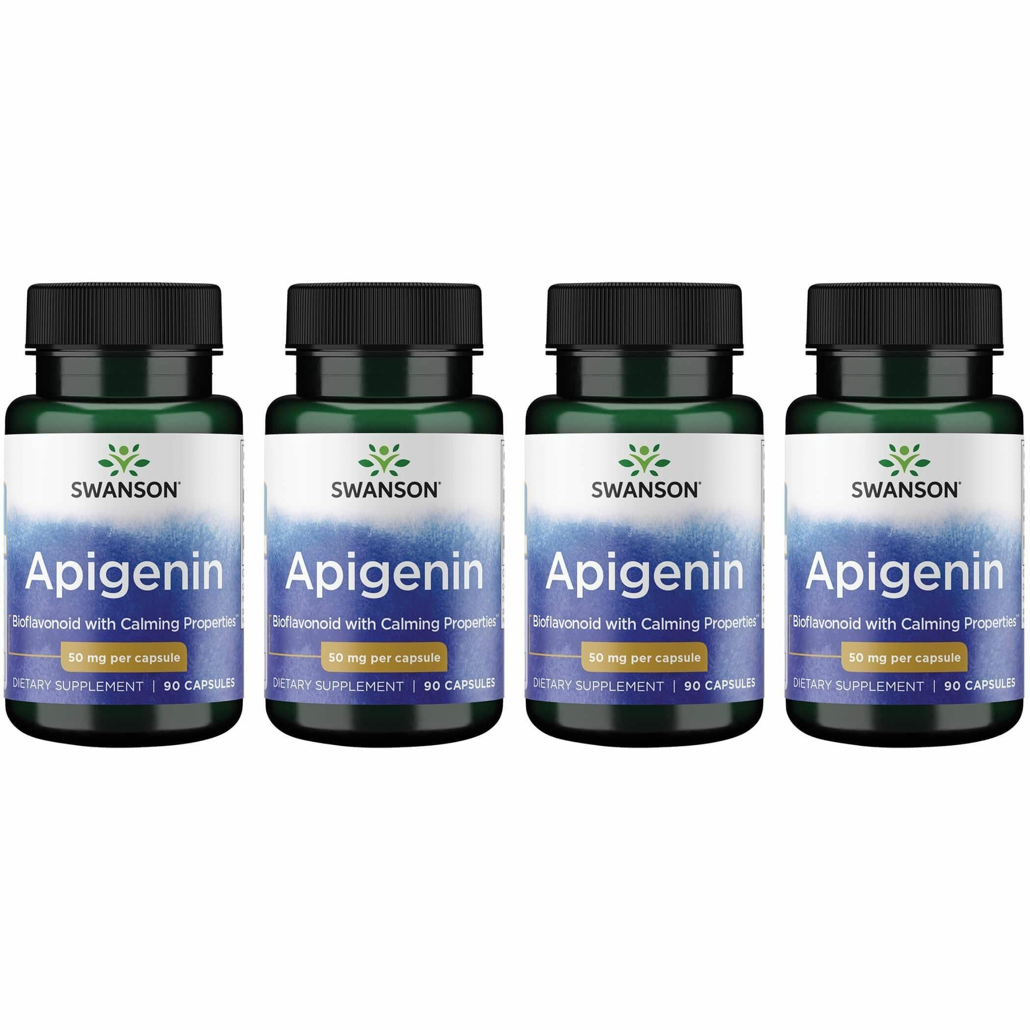 Swanson Apigenin bottle front shows capsules for potential relaxation