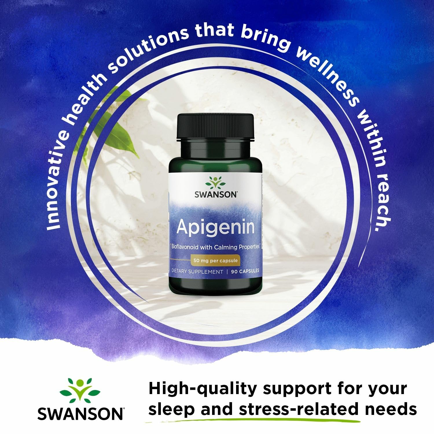 Swanson Apigenin bottle open pour illustrates easy dosing