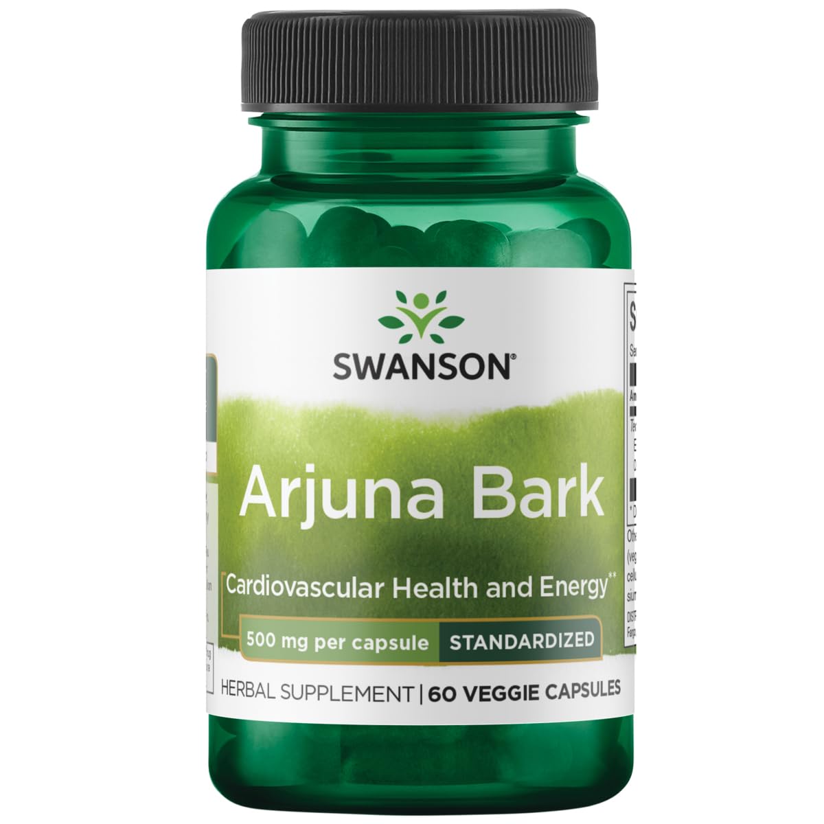Swanson Arjuna 500 mg bottle with 60 vegan capsules