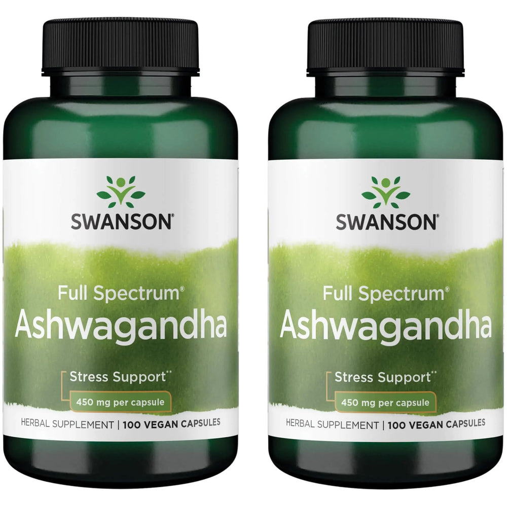 Swanson Ashwagandha 450mg capsules bottle – 2 pack