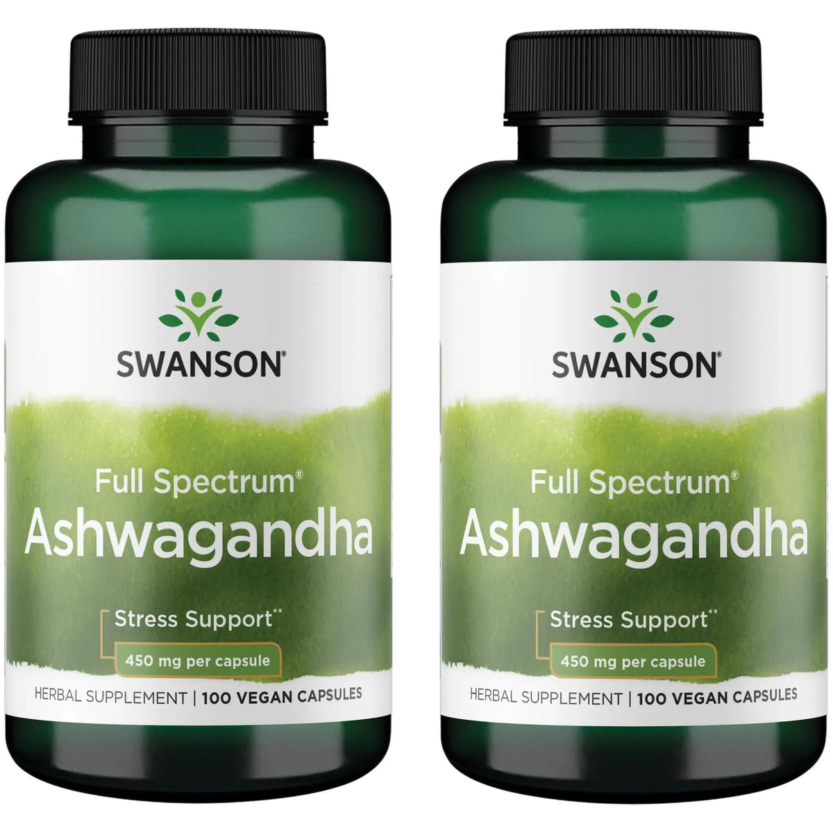 Swanson Ashwagandha 450mg capsules bottle – 2 pack