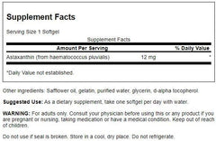 Close-up of Swanson Astaxanthin 12 mg label
